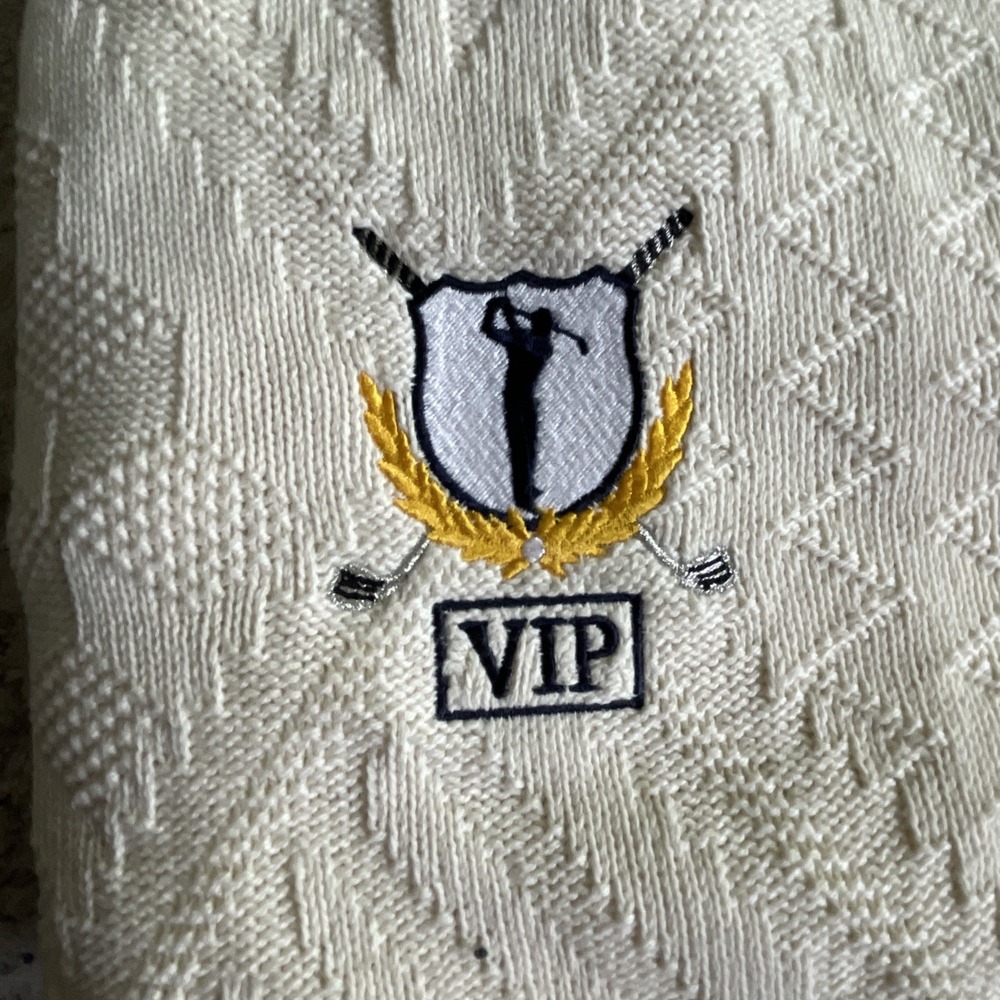 Vintage (NWT) McBriar textured Golf Sweater v-neck USA Made Men's XL embroidered